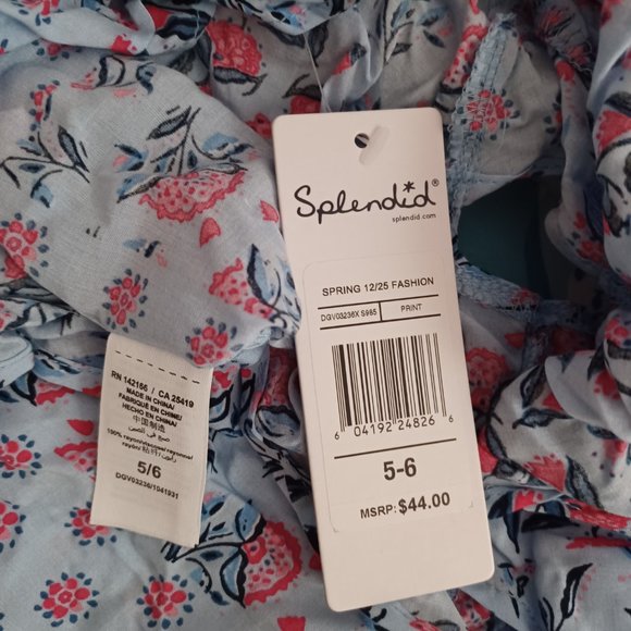NEW Splendid Girl's Printed Layering Top Wrap Back- Size 5-6 - Picture 6 of 6